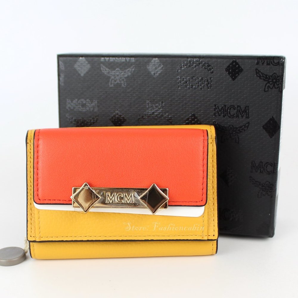 NWT MCM Colorblock Leather Small Wallet, 6 Card Slots